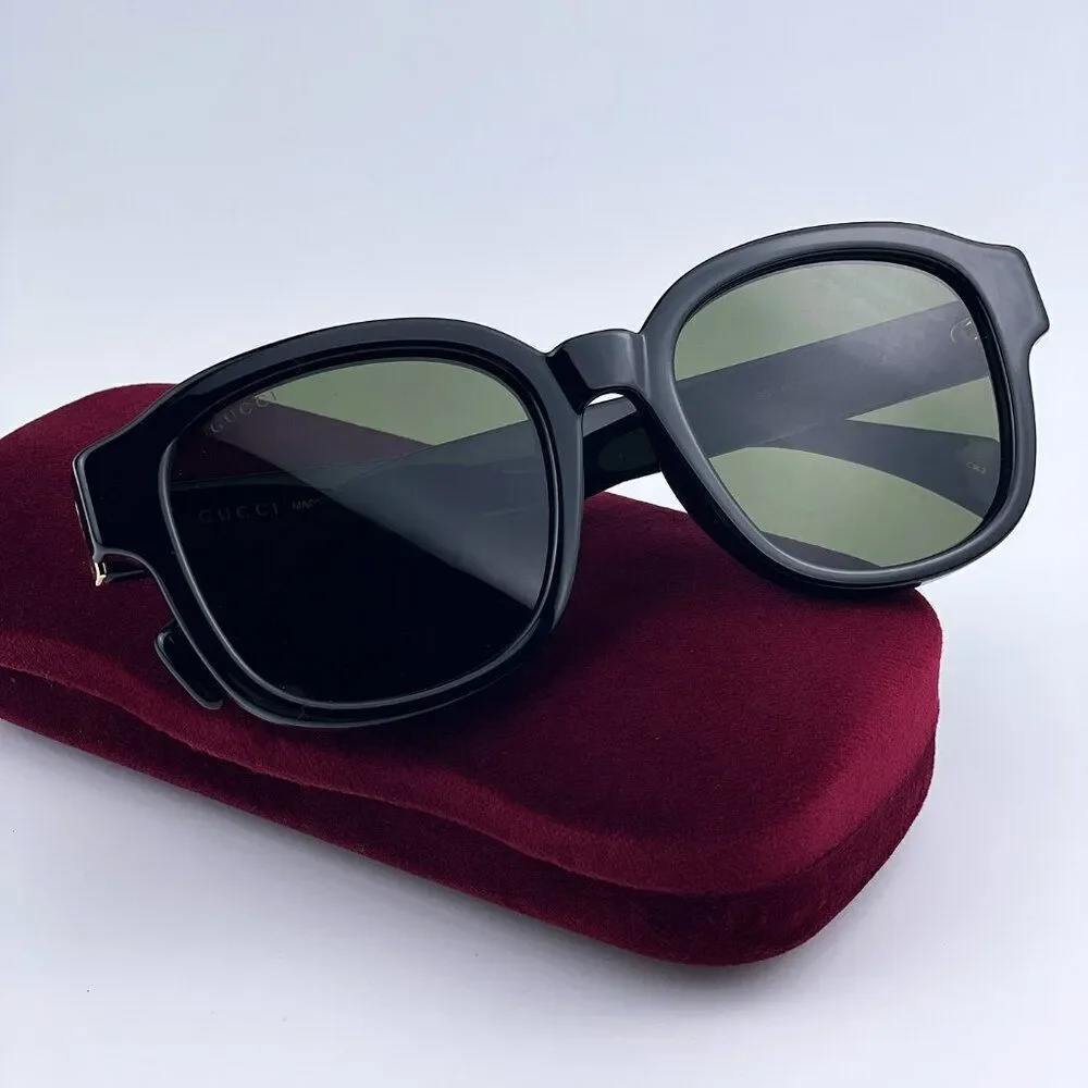 SALE! NEW Gucci GG1140SK 002 Black Green Square Unisex Sunglasses